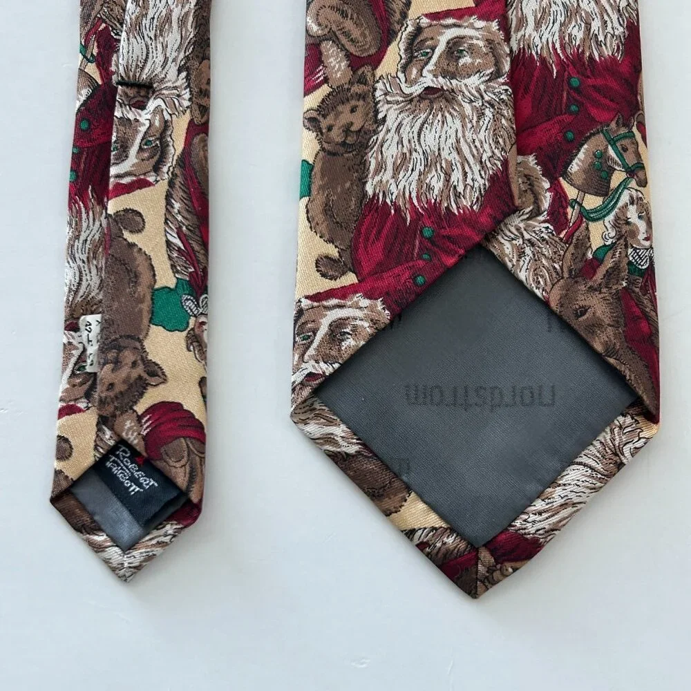 Robert Talbott Nordstrom Mens Hand Sewn Silk Neck Tie Santa Christmas USA Long